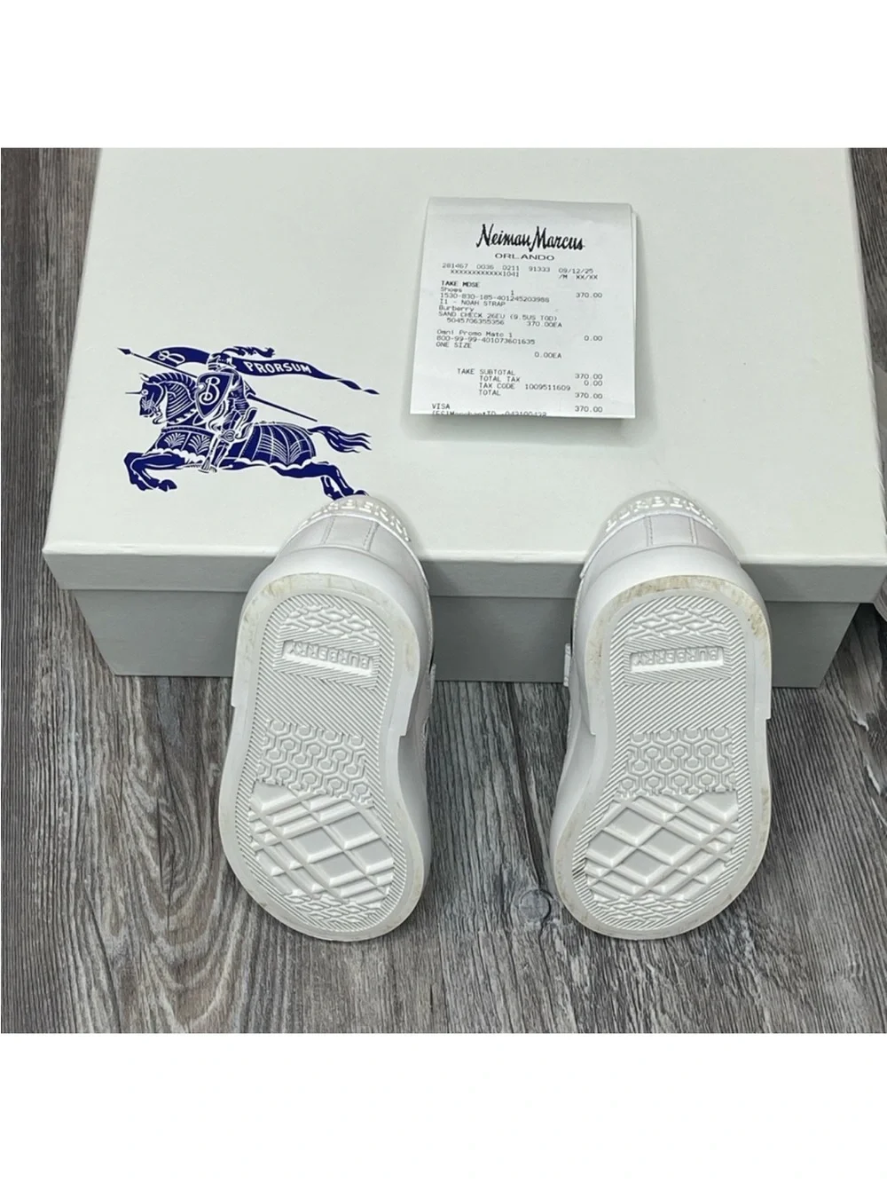 Burberry Kids White Sneakers with Beige & Black Check Straps